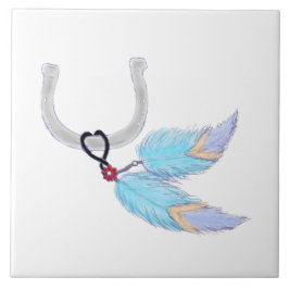 青カラフル羽馬蹄瓦 タイル