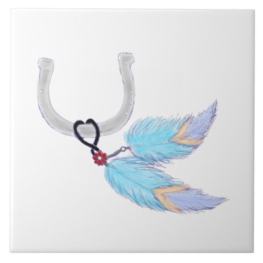 青カラフル羽馬蹄瓦 タイル (正面)