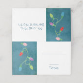 青カラフル背景のクリスマスライト プレイスカード (外部開封)