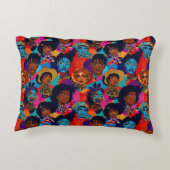 青カラフル色のアフリカ人女性 アクセントクッション (裏面)