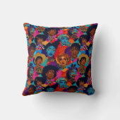 青カラフル色のアフリカ人女性 クッション (裏面)