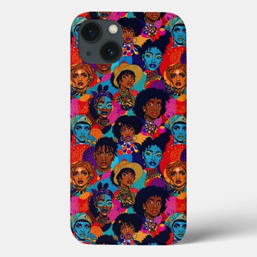 青カラフル色のアフリカ人女性 Case-Mate iPhoneケース (裏面)