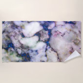 青カラフル色のグリッター ビーチタオル (正面)