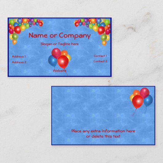 青カラフル色のバルーン 名刺 (正面/裏面)