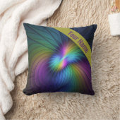 青カラフル色の抽象芸術モダンフラクタル名 クッション (ブランケット)