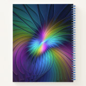 青カラフル色の抽象芸術モダンフラクタル名 ノートブック (裏面)