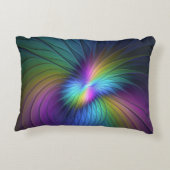 青カラフル色の抽象芸術モダンフラクタル アクセントクッション (裏面)