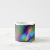 青カラフル色の抽象芸術モダンフラクタル エスプレッソカップ (正面)