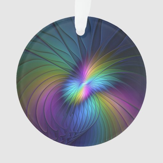 青カラフル色の抽象芸術モダンフラクタル オーナメント (正面)