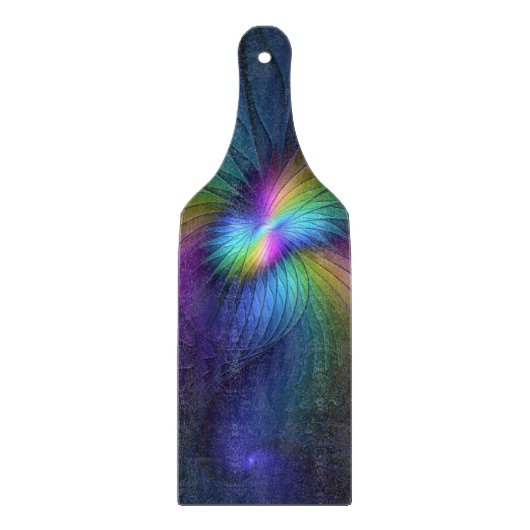 青カラフル色の抽象芸術モダンフラクタル カッティングボード (正面)