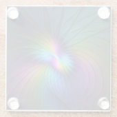 青カラフル色の抽象芸術モダンフラクタル ガラスコースター (裏面)