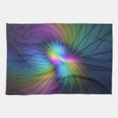 青カラフル色の抽象芸術モダンフラクタル キッチンタオル (横)