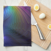 青カラフル色の抽象芸術モダンフラクタル キッチンタオル (四つ折り)