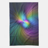 青カラフル色の抽象芸術モダンフラクタル キッチンタオル (縦)