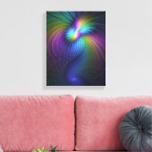 青カラフル色の抽象芸術モダンフラクタル キャンバスプリント (インサイチュ (リビング))