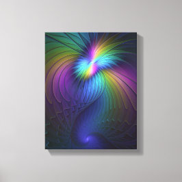 青カラフル色の抽象芸術モダンフラクタル キャンバスプリント