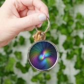 青カラフル色の抽象芸術モダンフラクタル キーホルダー (手)