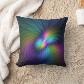 青カラフル色の抽象芸術モダンフラクタル クッション (ブランケット)