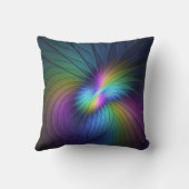 青カラフル色の抽象芸術モダンフラクタル クッション (裏面)