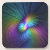 青カラフル色の抽象芸術モダンフラクタル コースター (正面)