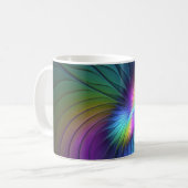 青カラフル色の抽象芸術モダンフラクタル コーヒーマグカップ (正面左)