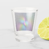 青カラフル色の抽象芸術モダンフラクタル ショットグラス (裏面)