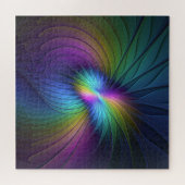 青カラフル色の抽象芸術モダンフラクタル ジグソーパズル (横)