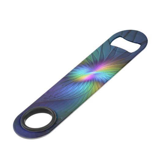 青カラフル色の抽象芸術モダンフラクタル スピード栓抜き (正面アングル)