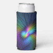 青カラフル色の抽象芸術モダンフラクタル スリム缶クーラー (Seltzer正面)