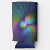 青カラフル色の抽象芸術モダンフラクタル スリム缶クーラー (裏面)