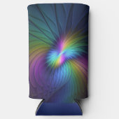 青カラフル色の抽象芸術モダンフラクタル スリム缶クーラー (正面)