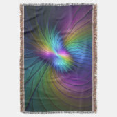青カラフル色の抽象芸術モダンフラクタル スローブランケット (正面縦)