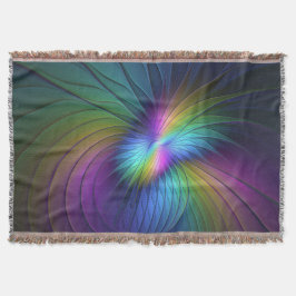 青カラフル色の抽象芸術モダンフラクタル スローブランケット