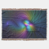 青カラフル色の抽象芸術モダンフラクタル スローブランケット (正面)