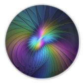 青カラフル色の抽象芸術モダンフラクタル セラミックノブ (正面)