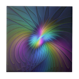 青カラフル色の抽象芸術モダンフラクタル タイル