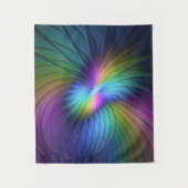 青カラフル色の抽象芸術モダンフラクタル タペストリー (正面)