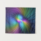 青カラフル色の抽象芸術モダンフラクタル タペストリー (正面(横))