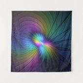 青カラフル色の抽象芸術モダンフラクタル タペストリー (正面(横))