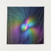 青カラフル色の抽象芸術モダンフラクタル タペストリー (正面)