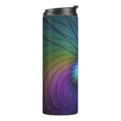 青カラフル色の抽象芸術モダンフラクタル タンブラー (回転左)