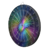 青カラフル色の抽象芸術モダンフラクタル ダーツボード (正面右)