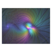 青カラフル色の抽象芸術モダンフラクタル テーブルクロス (正面(横))