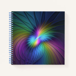 青カラフル色の抽象芸術モダンフラクタル ノートブック