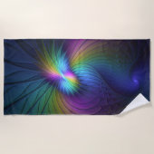青カラフル色の抽象芸術モダンフラクタル ビーチタオル (正面)