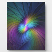 青カラフル色の抽象芸術モダンフラクタル フォトプラーク (正面)