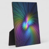 青カラフル色の抽象芸術モダンフラクタル フォトプラーク (側面)