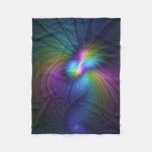 青カラフル色の抽象芸術モダンフラクタル フリースブランケット (正面)