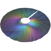 青カラフル色の抽象芸術モダンフラクタル ブラッシュドポリエステルツリースカート (アングル)