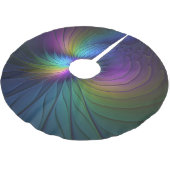 青カラフル色の抽象芸術モダンフラクタル ブラッシュドポリエステルツリースカート (アングル)